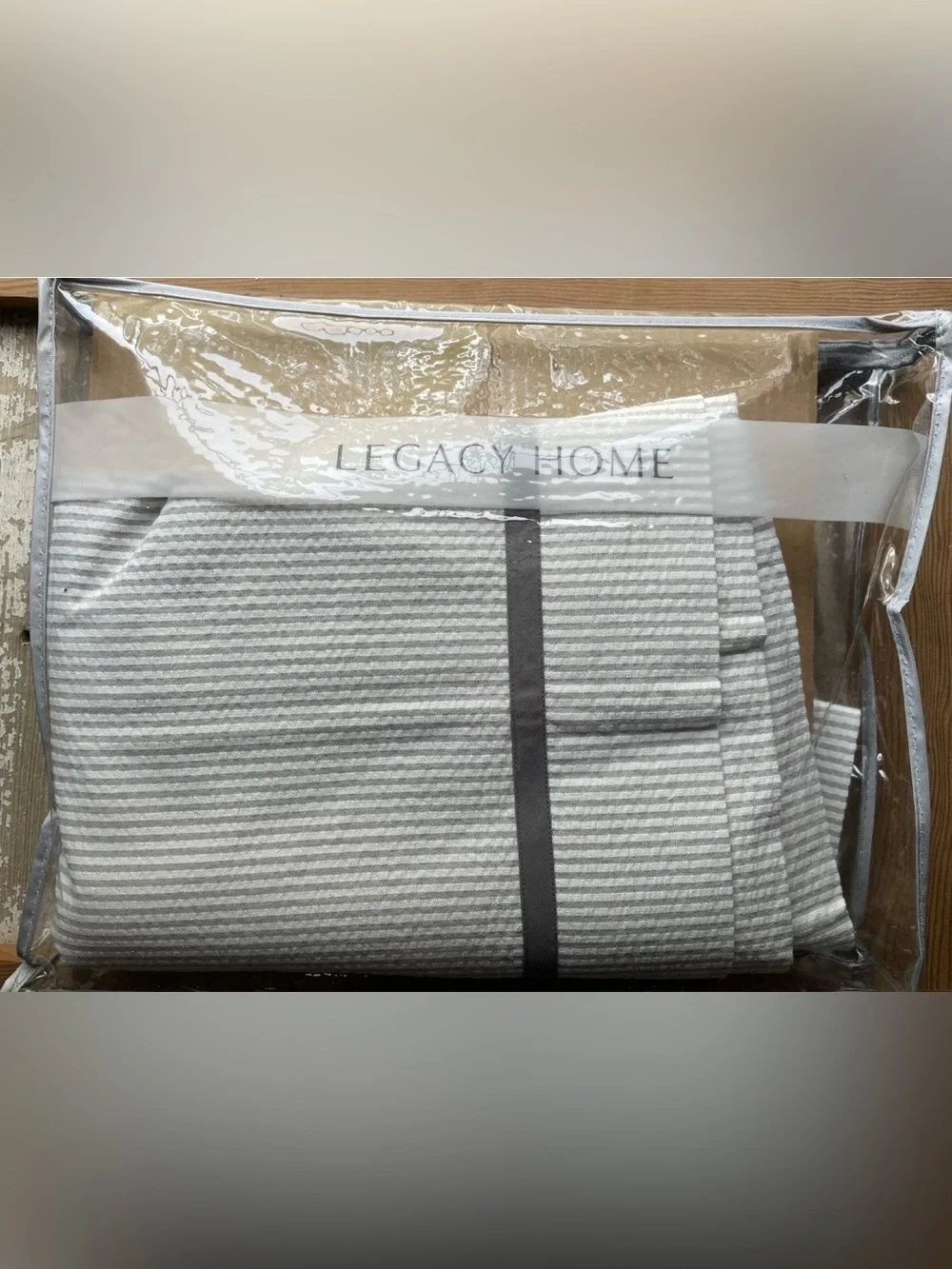 Legacy Home Fine Linens Seersucker Striped Shower Curtain - Gray & White 72”x96”